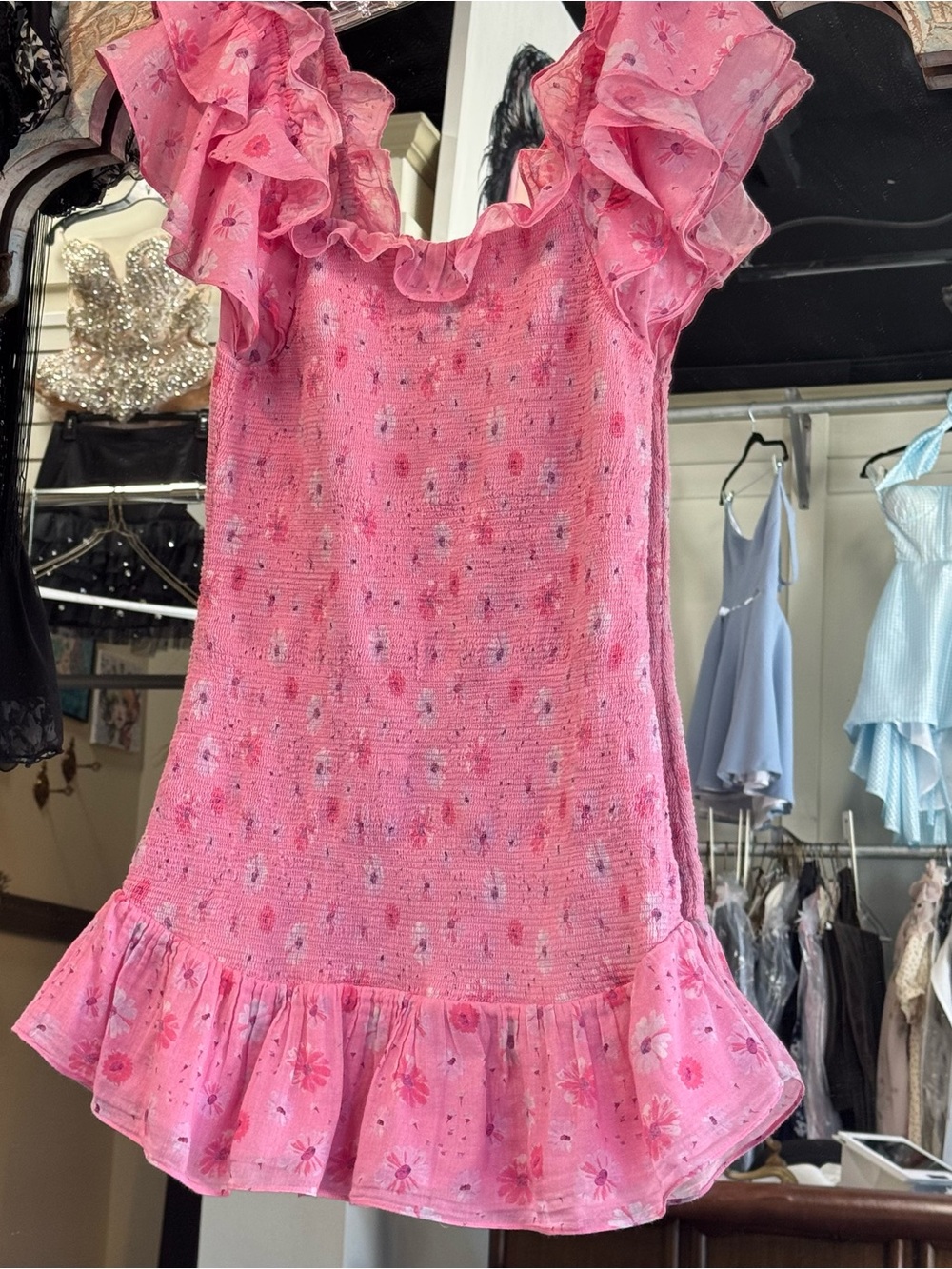LoveShackFancy Pink Floral Mini Dress - Picture 7 of 16